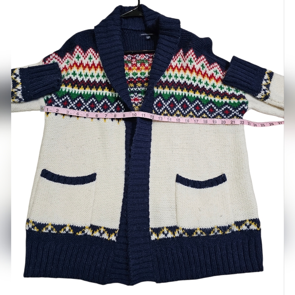 American Eagle Mens Medium Fair Isle Shawl Collar Cardigan Sweater Wool Blend - Picture 6 of 7